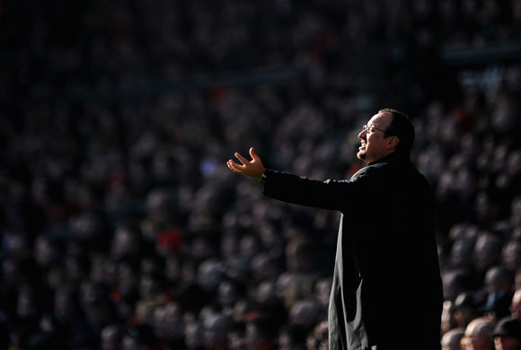 Merseyside Derby: Liverpool Manager Rafael Benitez gestures