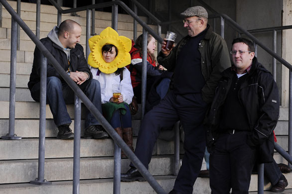 England Wales: Welsh fan waits for the game to start