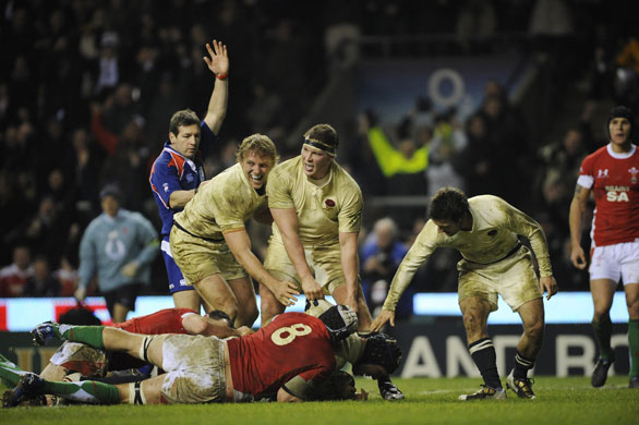 England Wales: James Haskell scores England's first try