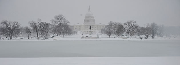 Washington in the snow: The Capitol Building