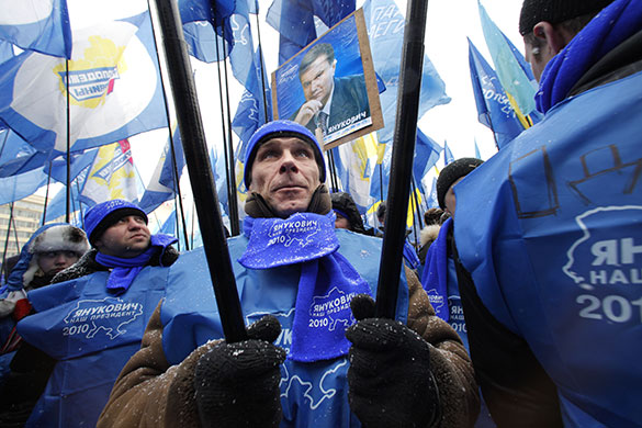 24 hours in pictures: Kiev, Ukraine: Supporters of Viktor Yanukovych during a rally