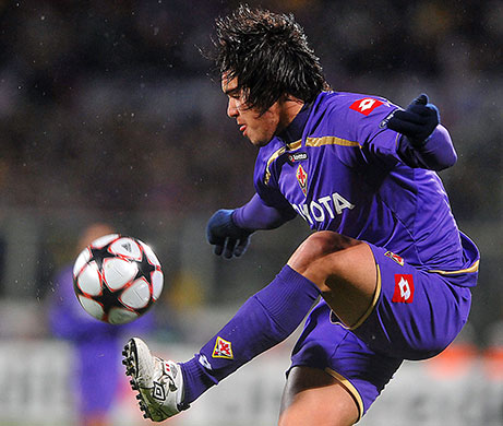 Tuesday: Fiorentina's Juan Manuel Vargas controls the ball