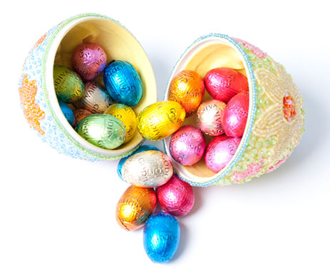 testing eggs: Godiva Beaded Egg with Petit Oeufs