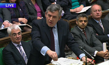 Prime Minister Gordon Brown speaks during Prime Minister's Questions in the House of Commons