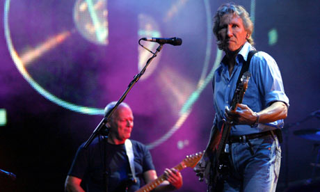 David Gilmour and Roger Waters of Pink Floyd at the Live 8 concert in Hyde 