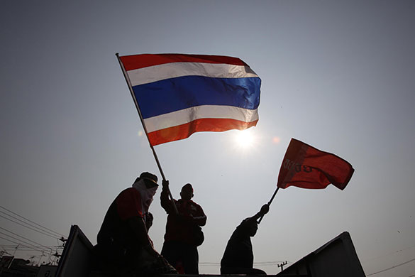 pro thaksin demonstration: anti government protests atWang Noi district in Ayutthaya province