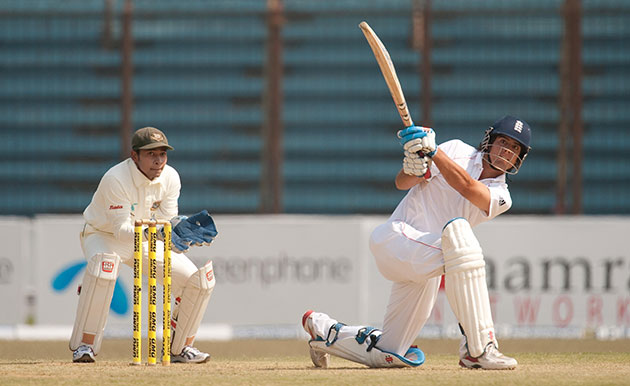 Bangladesh v England Day1: Alastair Cook hits a six and reaches his century