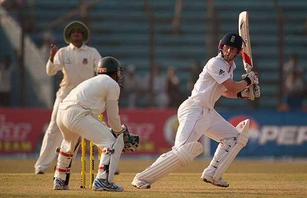 Bangladesh v England Day1: Paul Collingwood plays a shot