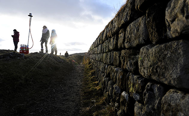 Hadrian's Wall: Volunteers prepare to light a beacon  at Steel Rigg, Northumberland