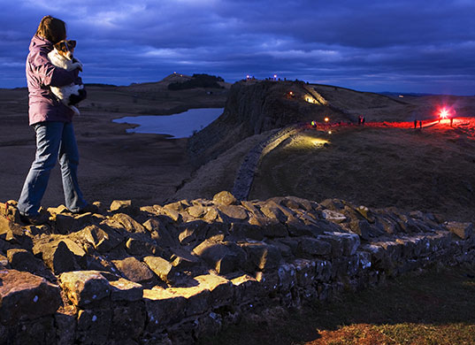 Hadrian's Wall: The Illuminating Hadrians Wall event at Crag Lough, Steel Rigg
