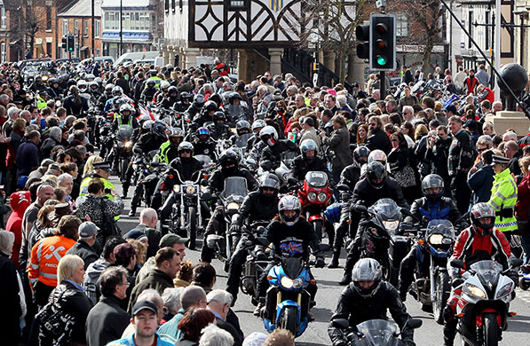 Wootton Bassett bikers: Some of the 10,000 bikers riding in support of the armed forces 
