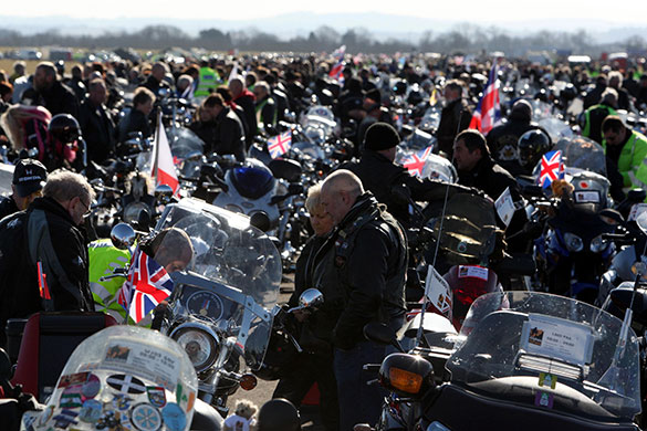 Wootton Bassett bikers: Bikers prepare to take part in the mass ride from Hullavington Airfield 