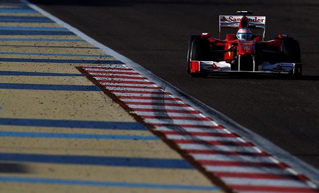 Bahrain Grand Prix: Fernando Alonso of Spain and Ferrari drives on his way to winning 