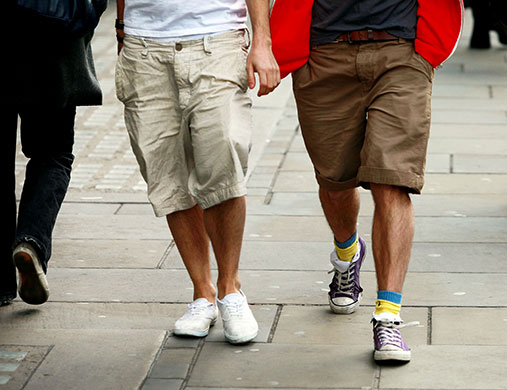 Has spring sprung?: Shorts wearers in Oxford Circus