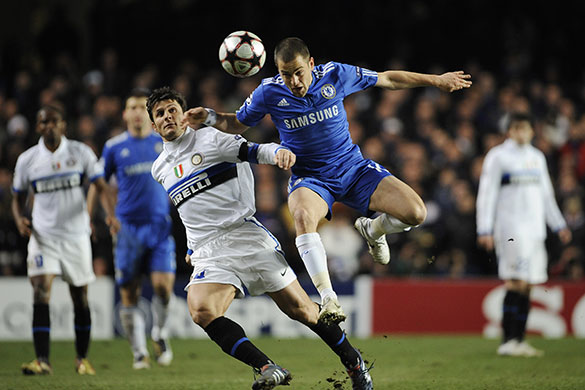 Chelsea v Inter: Joe Cole challenges Javier Zanetti