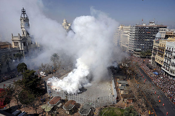 Las Fallas in Valencia: Mascleta during Las Fallas Festival in Valencia