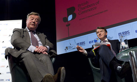 Peter Mandelson and Ken Clarke debate policy at British Chambers of Commerce