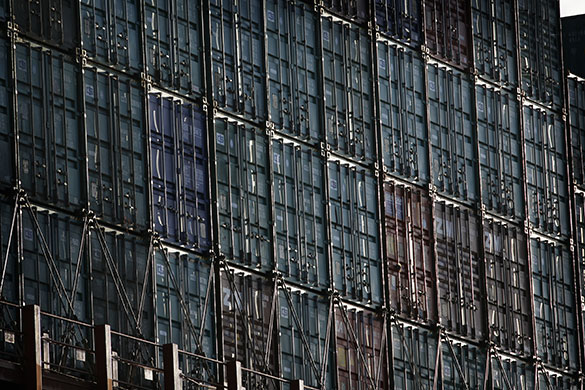 Week in business: Stacked cargo containers at Felixstowe Container Port
