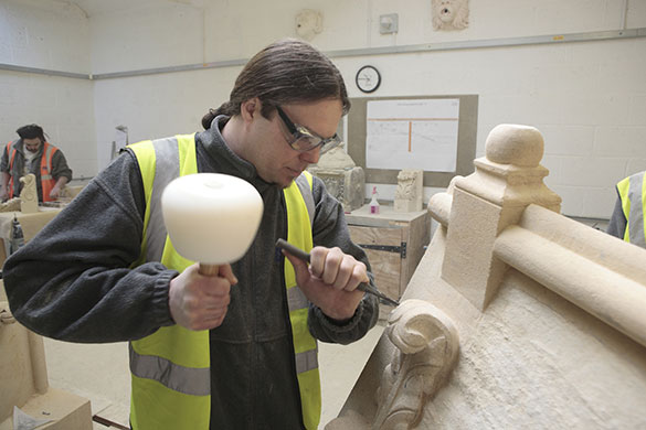 Disappearing Acts: Stonemason Mark Cutler at work sculpting stone at the workshops of CWO 