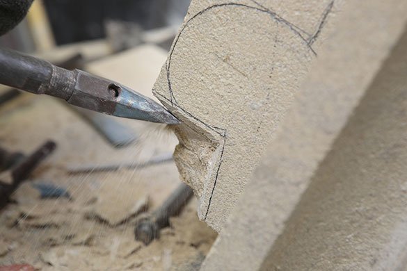 Disappearing Acts: Stonemason Mark Cutler at work sculpting stone at the workshops of CWO