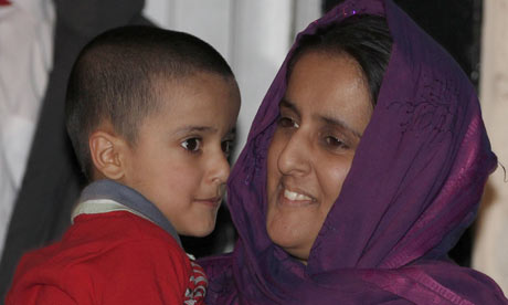 Sahil Saeed with his mother at home in Oldham
