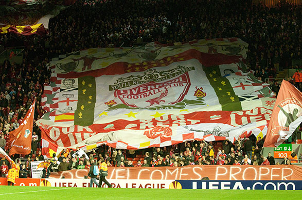 Europa League: Liverpool fans display a banner at the game against Lille