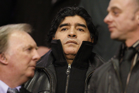 Europa League: Diego Maradona is in the stands at Liverpool v Lille