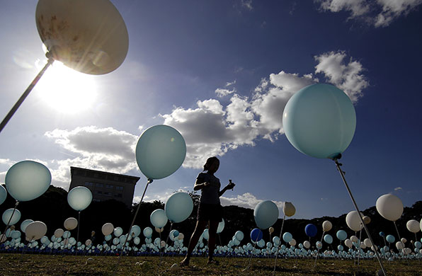 24 hours in pictures: Installation titled 'Sea' composed of blue balloons Manila