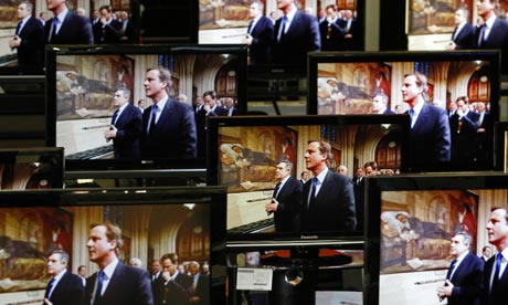 Gordon Brown and David Cameron on screen