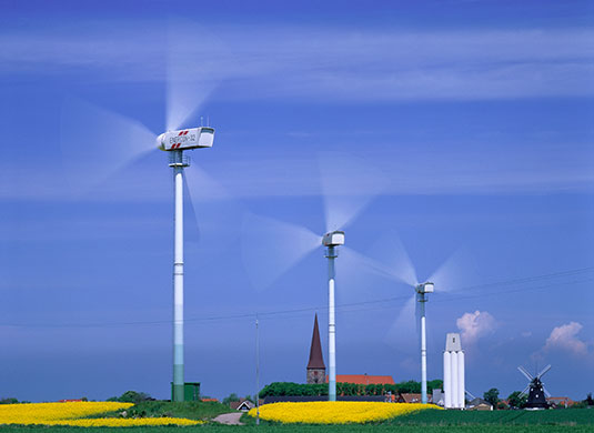 Wind energy: Wind turbines in an agriculture landscape