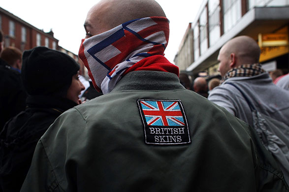 EDF march in Bolton: English Defence League supporter in Bolton