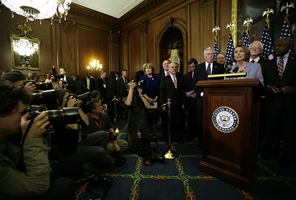 Healthcare reform: US House Speaker Nancy Pelosi speaks during conference health care reform