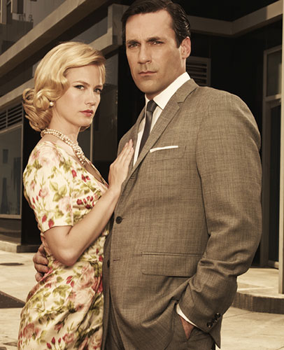 Blonde Crazy: January Jones as Betty Draper, left, and Jon Hamm as Don Draper in Mad Men