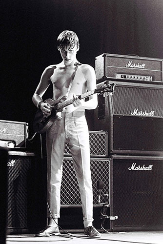 Paul Weller Timeline: Paul Weller performing in July 1981 at The Guildford Civic Hall