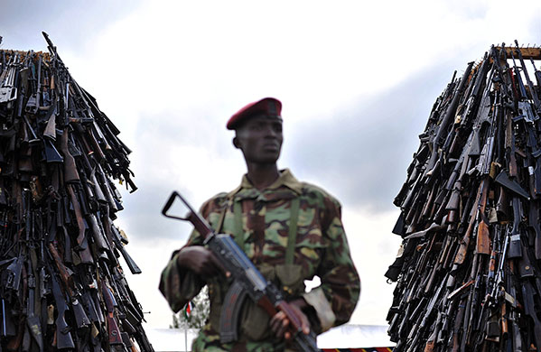 24 hours in pictures: Nairobi, Kenya: A cache of illegal fire arms is kept under tight security