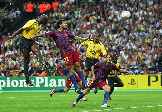 06 Champions League Final: Sol Campbell of Arsenal scores the first goal 