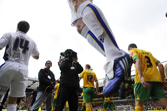 Norwich v Leeds: The players emerge from the tunnel