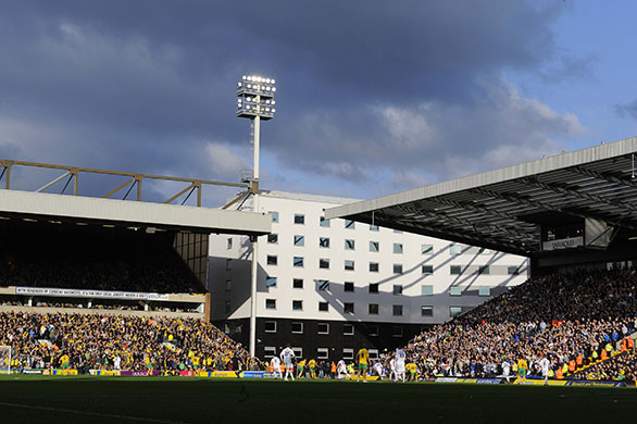 Norwich v Leeds: The sun comes out over the ground as the second half gets underway