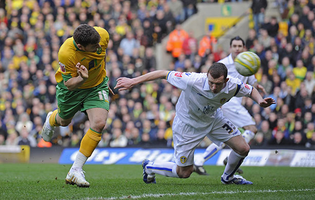 Norwich v Leeds: Chris Martin scores the winning goal
