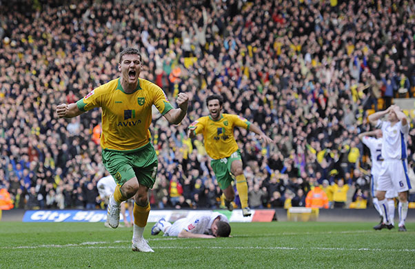 Norwich v Leeds: Chris Martin celebrates scoring the winning goal