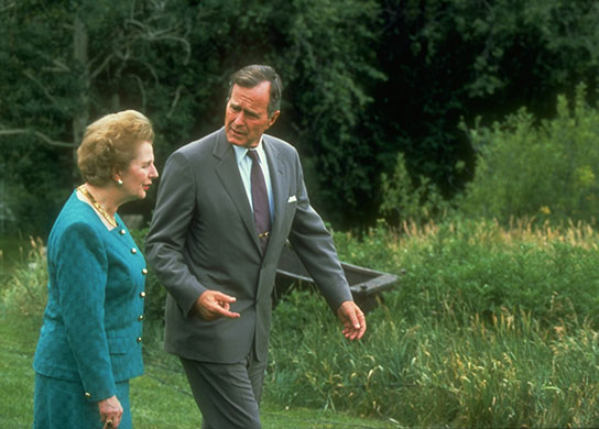 UK and US: 1990: President George Bush and Prime Minister Margaret Thatcher