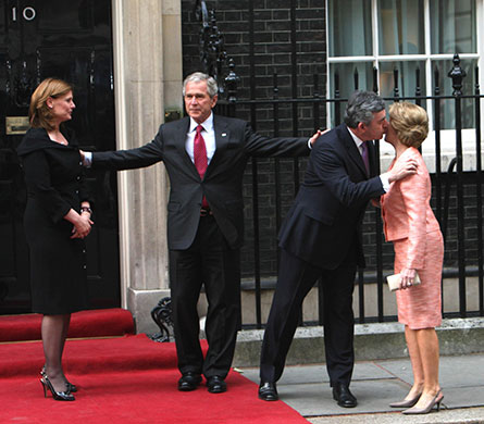 UK and US: Gordon Brown, George Bush, Sarah Brown and Laura Bush