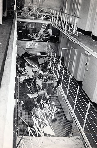 Strangeways riots: Wreckage in Strangeways prison after a riot by inmates
