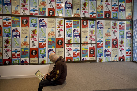 Martin Argles: 29 March: Election posters on the wall of Conservative Central Office