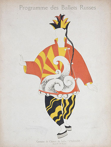 Ballets Russes: A front cover image of the  Costume de Chinois du Ballet' Parade