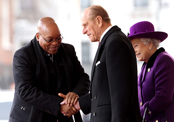 Jacob Zuma visits London: President Jacob Zuma greets Prince Philip and the Queen