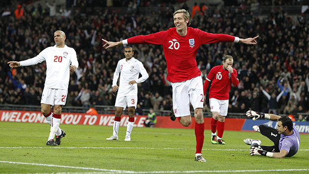 England v Egypt: England's Crouch celebrates after scoring the equalizer