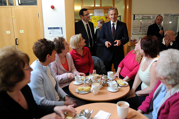 Tony Blair at Trimdon: Tony Blair meets people at Pioneering Partnership centre in Newton Aycliffe