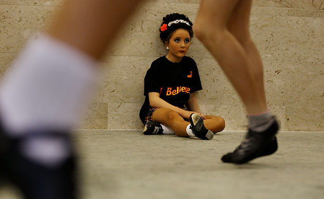 Irish Dance Championships: A dancer warms up before competing in the World Irish Dance Championships