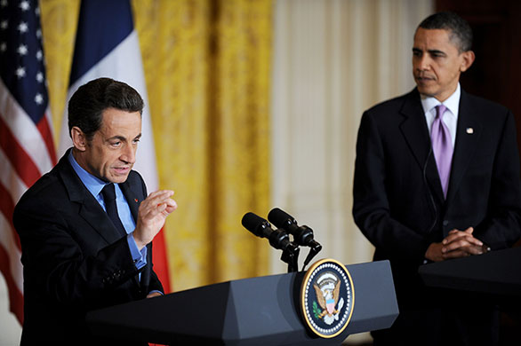 Sarkozy in the US: Nicolas Sarkozy and US President Barack Obama hold a press conference 